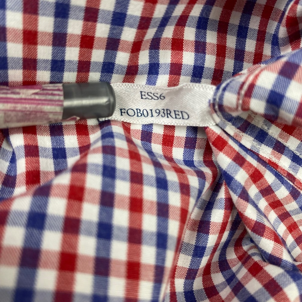 Charles Tyrwhitt Shirt Mens 15.5/33 Red Blue Gingham Slim Fit Cotton Button Down - Picture 8 of 8